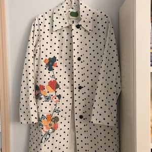 White Polka Dot Peacoat With Detail NWT